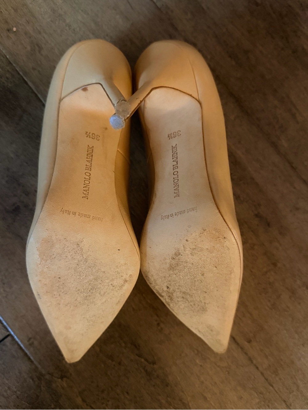 Manolo Blahnik Nude BB Pointed-Toe Leather Pumps 36.5 - Picture 6 of 8